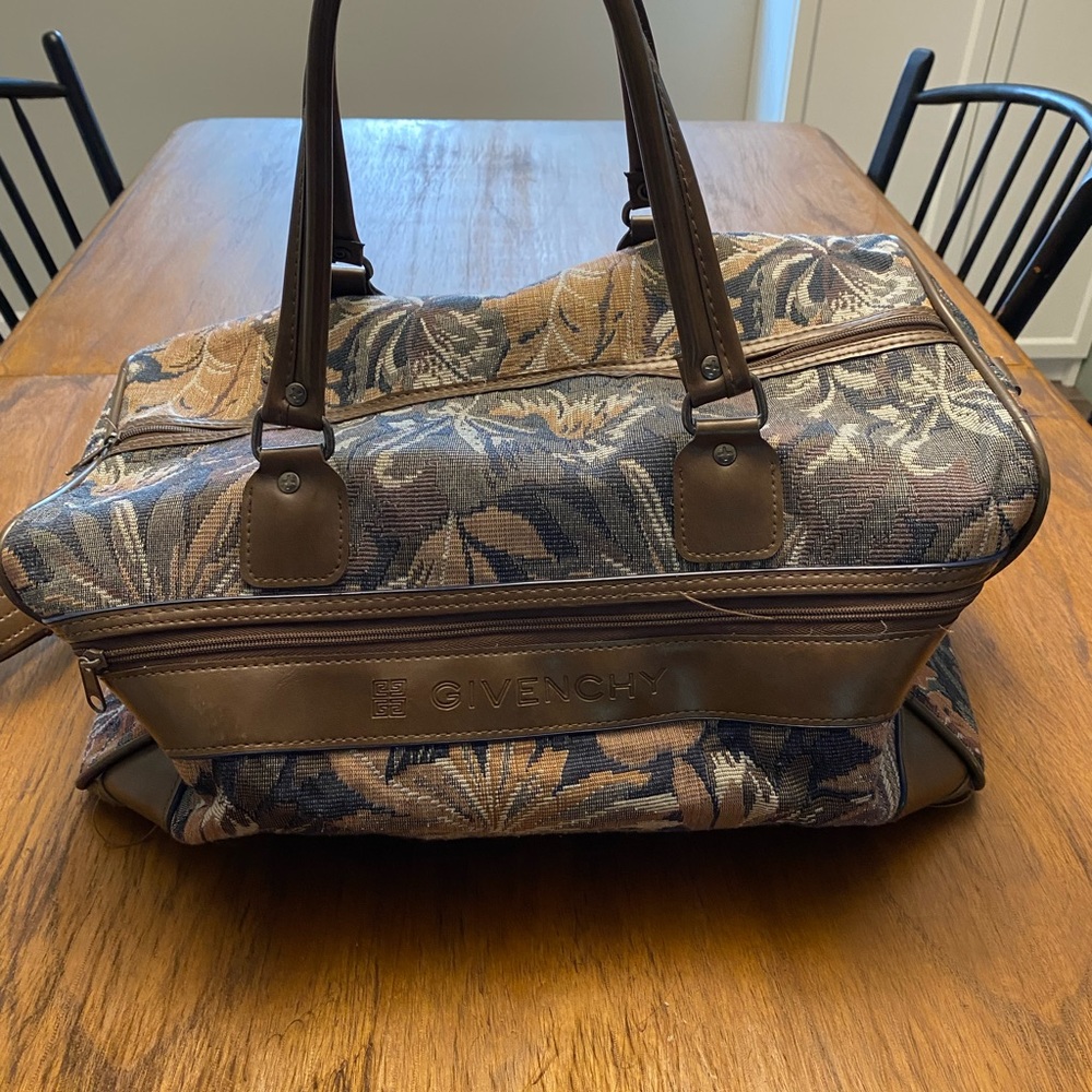 GIVENCHY Vintage Floral Fabric Crossbody Travel Bag Weekender Luggage